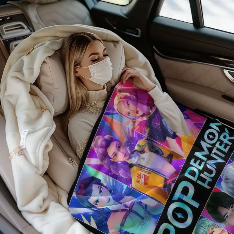 1 cobertor de flanela k-pop Demon Hunters Huntrix Cobertor macio e quente de qualidade Cobertor de inverno infantil para sofá cama Macio e fofo