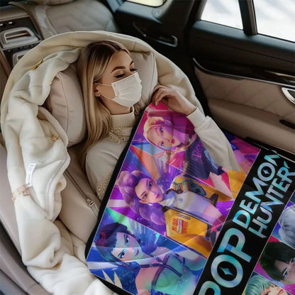 1 cobertor de flanela k-pop Demon Hunters Huntrix Cobertor macio e quente de qualidade Cobertor de inverno infantil para sofá cama Macio e fofo