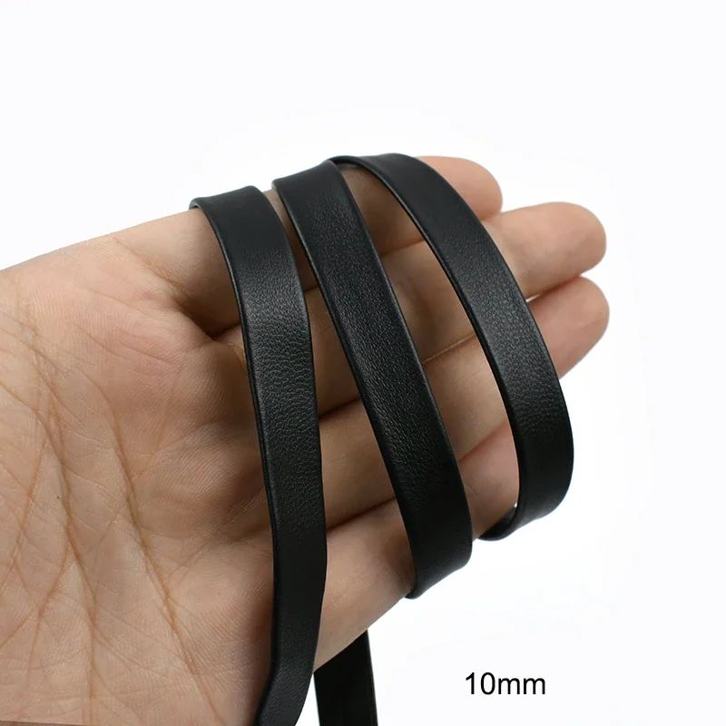 5Meters 3-50mm Black PU Leather Cords Soft Ribbon Band Bag Strap Webbing Necklace Jewelry Decor Tape DIY Sewing Accessories