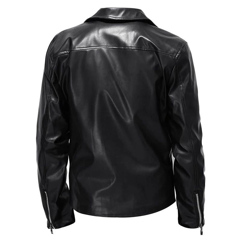 Fall and Winter New Men's Leather Jacket Fashion Handsome Lapel Motorcycle Leather Jacket Rock Punk Tops