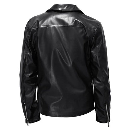 Fall and Winter New Men's Leather Jacket Fashion Handsome Lapel Motorcycle Leather Jacket Rock Punk Tops