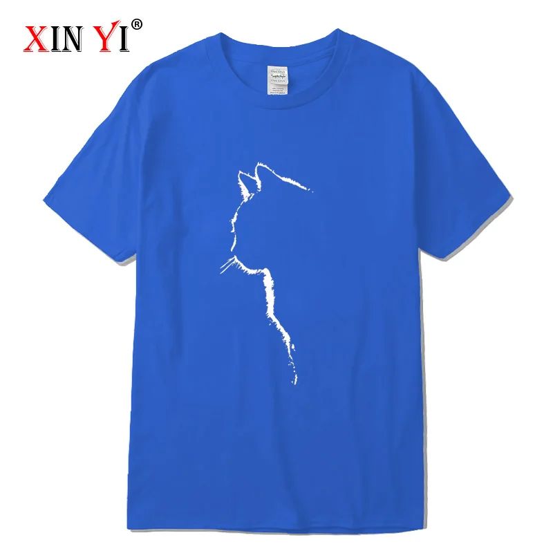 Men's T-shirt Top Quality 100% Cotton Short Sleeve Cool Cat Print O-neck Casual Loose Hip Hop for Men Summer Male Tee Top