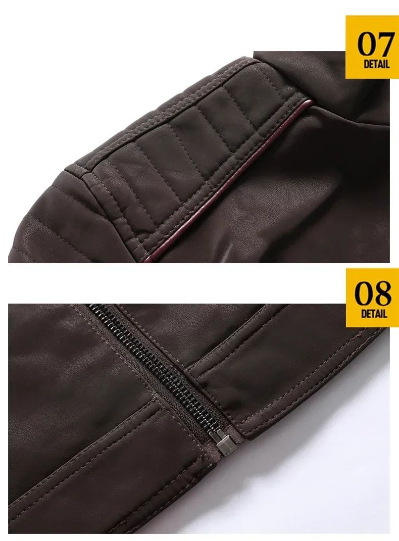 Casual Motorcycle Winter Men Winter Brand Leather Jacket Inner Fleece PU Coat Faux Leather Jackets Mens Clothing Streetwear