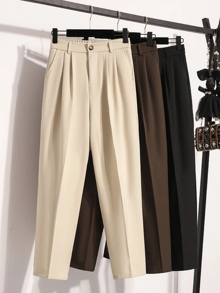 Plus Size Pants Woman 2025 Autumn Winter New Arrival High Waist Suit Pants High Quality Korean Style Straight Trousers