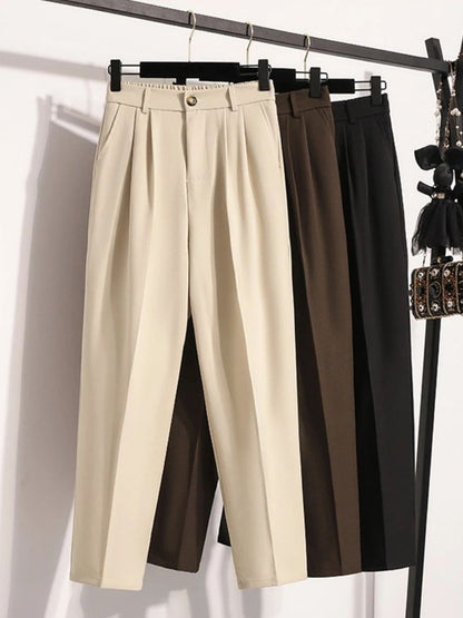 Plus Size Pants Woman 2025 Autumn Winter New Arrival High Waist Suit Pants High Quality Korean Style Straight Trousers