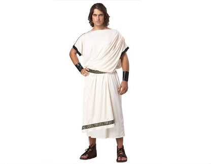 Greek Toga Costume For Men - Adult Roman Halloween Dionysus Costume With Leather Wristband King Gladiator Clothing Suit