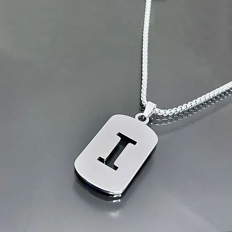 Colares de pingente de aço inoxidável com letra inicial A-Z da moda punk para homens e mulheres, atacado, joias, colar, joias góticas
