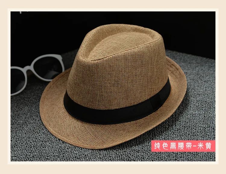 Fashionable Elegant Vintage Unisex Classic Summer Hat with Brim for Men and Women in Black, White, Red, Panama Top Jazz Beach Fe