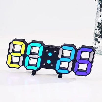 3D LED Digital Wall Clock RGB Modern Design Living Room Decor Date/Temperature Table Alarm Nightlight Brightness Desktop Clocks