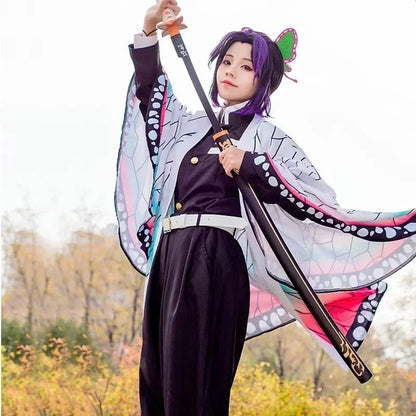 2026 Kochou Shinobu Cosplay Costumea Kochou Uniforms Wigs Hairs Halloween For Kids Adult Cos Party