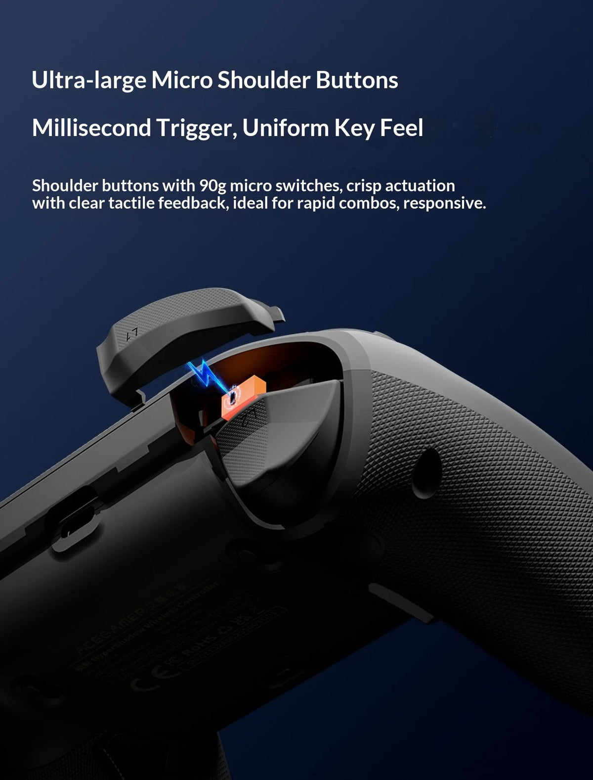 AceGamer Hyper Shadow D4 Gaming Controller Wireless Bluetooth TMR Joystick Customizable Buttons for PS4/Pc/Steam/Switch2 Game