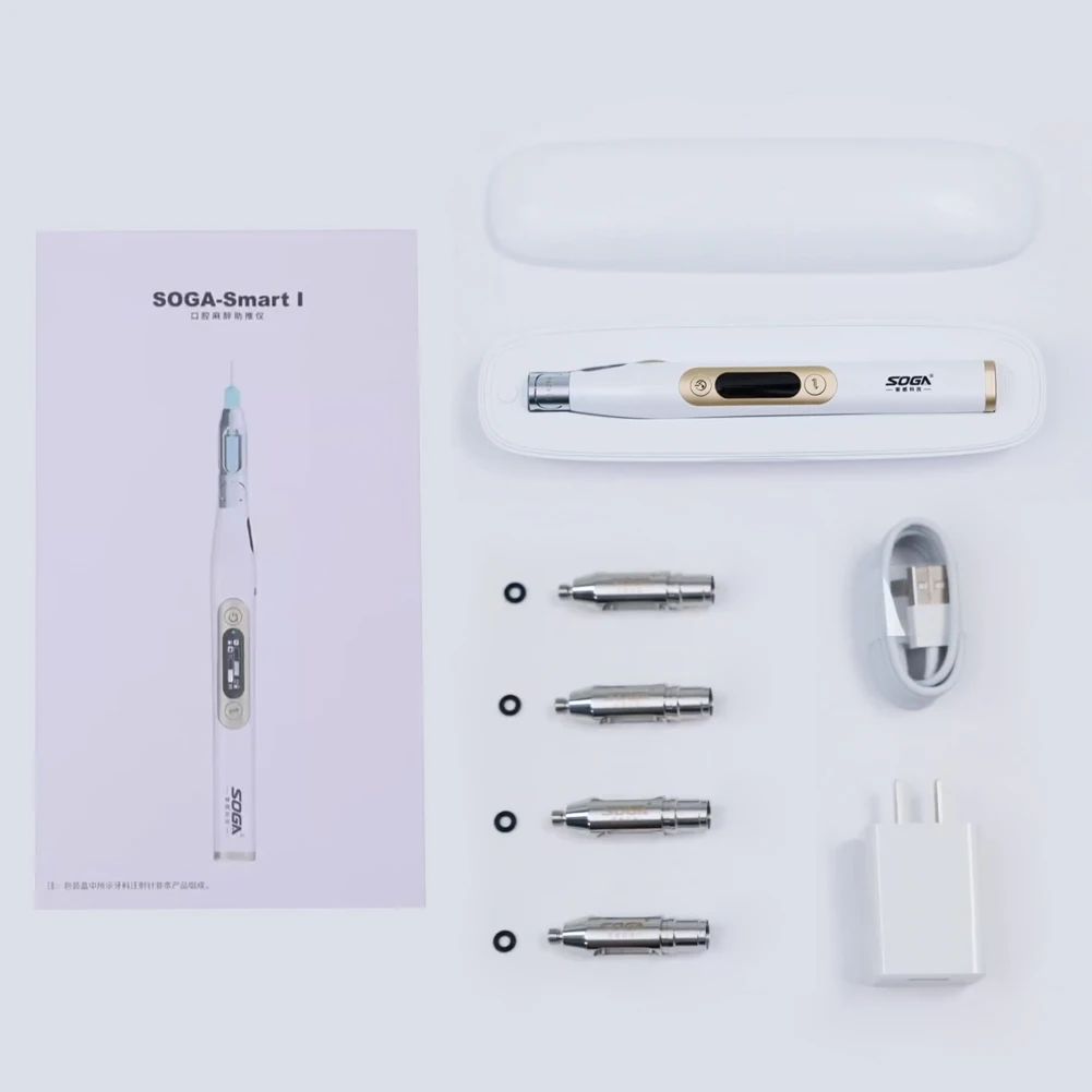 Seringa Aspiradora de Anestesia Tópica Oral Elétrica Indolor Injetor de Anestesia SOGA Mini I Smart 2 Acessórios Odontológicos