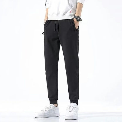 2025 Male Elastic Waist Soft Warm Casual Ankle Band Zipper Pockets Trousers Men Drawstring Pants Loose Spring Fall Sweatpants