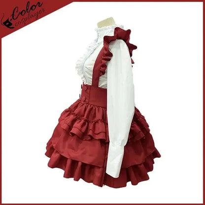 Christmas Lolita Red Overalls Skirt New Year Party Dress Vintage Medieval Dress Drama Performance Outfit Anime Cospaly Costume