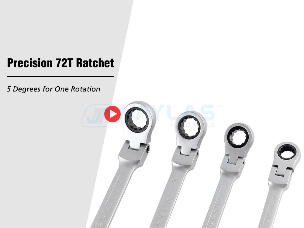 Chave Combinada Polida Fosca de 8-19mm com Cabeça Flexível, Catraca de 72 Dentes e Boca Fixa, Chave de Torque Alto para Reparos, Chaves Catraca