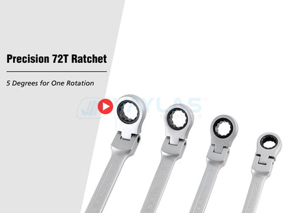 Chave Combinada Polida Fosca de 8-19mm com Cabeça Flexível, Catraca de 72 Dentes e Boca Fixa, Chave de Torque Alto para Reparos, Chaves Catraca