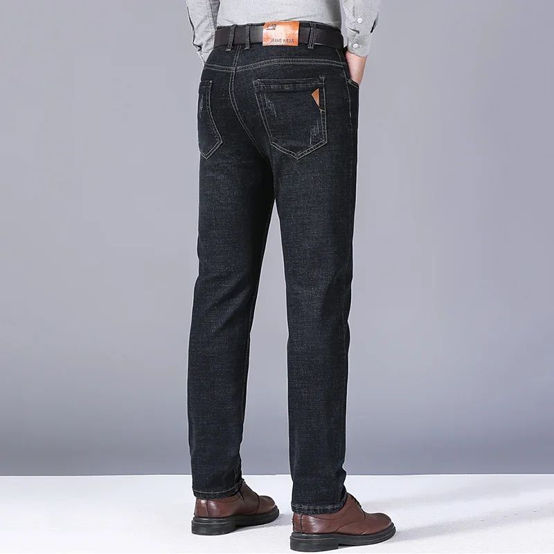 Calça Jeans Masculina de Marca de Luxo Stretch Reta Casual Slim Fit Jeans Masculino Design Clássico de Negócios Calça Tamanho Grande