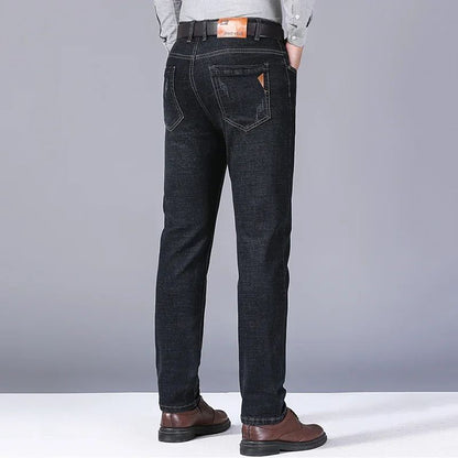 Calça Jeans Masculina de Marca de Luxo Stretch Reta Casual Slim Fit Jeans Masculino Design Clássico de Negócios Calça Tamanho Grande