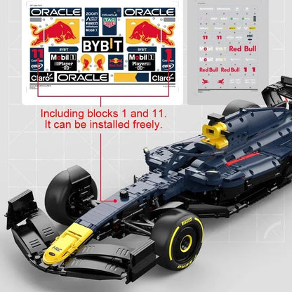 RASTAR 2509PCS 1:8 Technik F1 Redbull RB19 1. Max. Verstappen 11 Perez Racing Formula Blocos de Montar Modelo MOC Carro Tijolos Brinquedo
