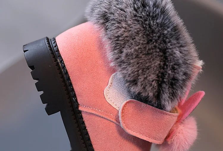 Winter Girls Boots Princess Snow Boots Leather Sport Shoes For Girl Children Warm Boots Fashion Soft Bottom Kids Sneakers