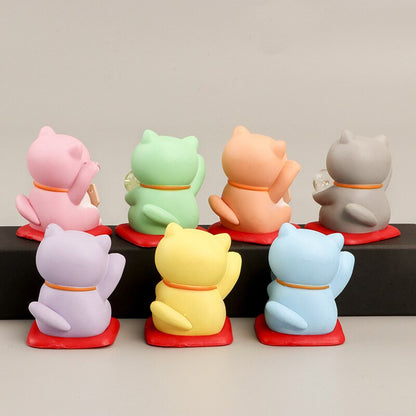 1 unidade Desenho Animado Japonês Gato da Sorte Estatueta 3D Modelo Animal Presente Ornamento de Carro Decoração Artesanal Doméstica Decoração de Vidro Acessórios DIY