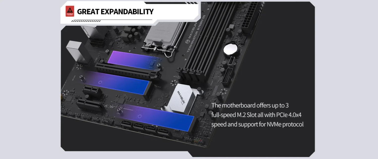 MAXSUN Gaming Mainboard B760M D5 Motherboard support Intel 14 13 12th CPU DDR5*4 M.2 PCIEX16 5.0 Desktop Computer components