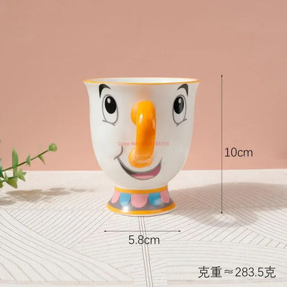 Disney Teapot Cute Cartoon Beauty And The Beast Coffee Pots Mug Mrs Potts Chip Cup Tea Cup Pots One Tea Set Droshipping Desk Gif
