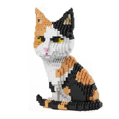 Knew Built Quatro estilos de micropartículas expressivas de blocos de montar de mini-gatos, modelos de laranja e vaca, os favoritos dos entusiastas de animais de estimação