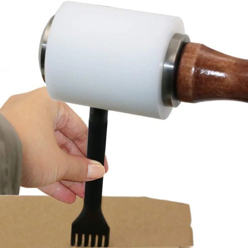 Martelo Profissional de Nylon para Esculpir Couro, Cabo de Madeira, Marreta, Instalação de Peças Artesanais, Ferramenta Manual de Percussão