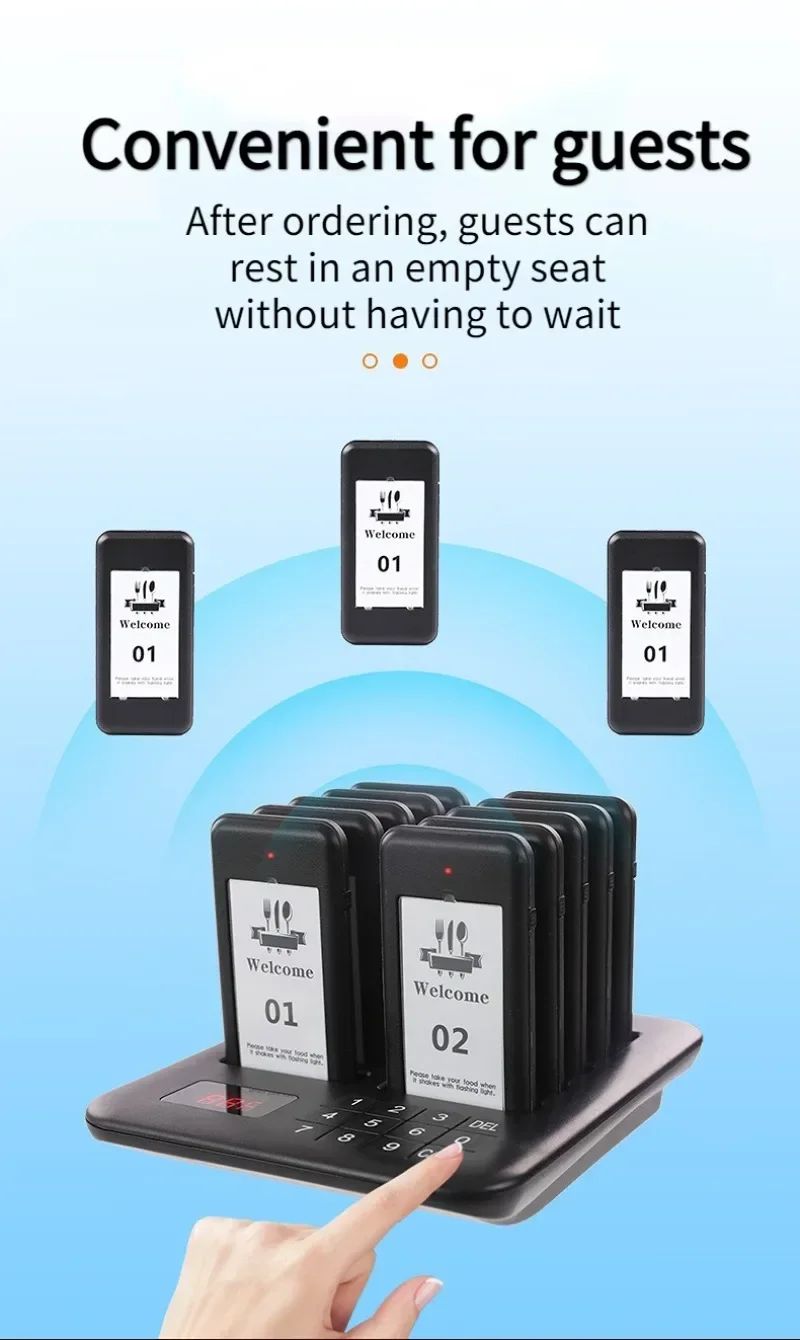 Wireless Restaurant Pagers Calling System 24 Coasters Buzzer Vibrator Bell Receivers For Food Truck Bar Coffee Fast Food Hotel