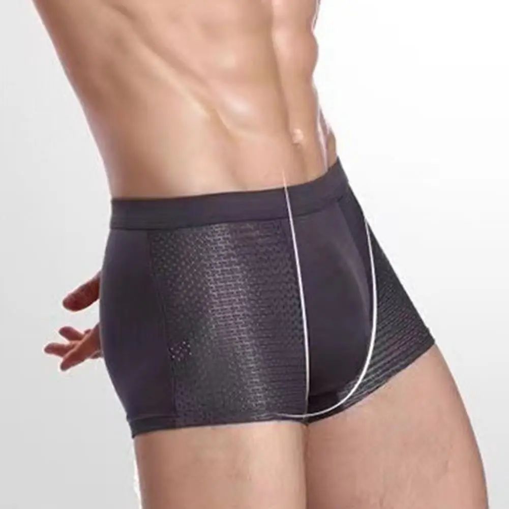Men Breathable Boxers Ice Silk Mesh Men's Boxers Soft Breathable Underwear with Moisture-wicking Technology U Design for Comfort