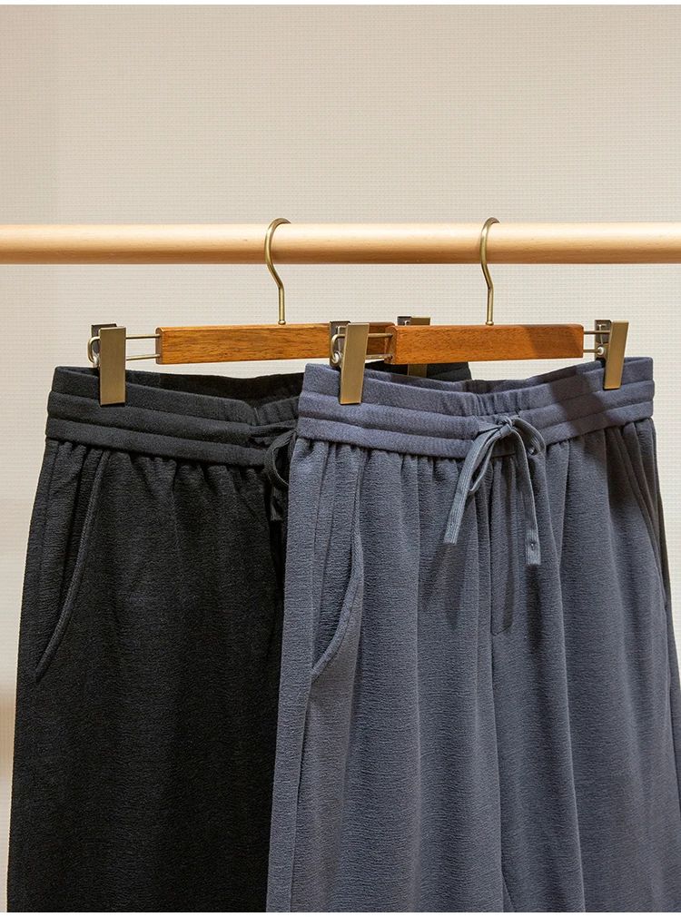 LP high-grade custom-woven cotton fabric summer men's casual elastic waist drawstring sports shorts