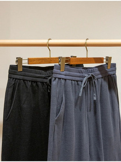 LP high-grade custom-woven cotton fabric summer men's casual elastic waist drawstring sports shorts