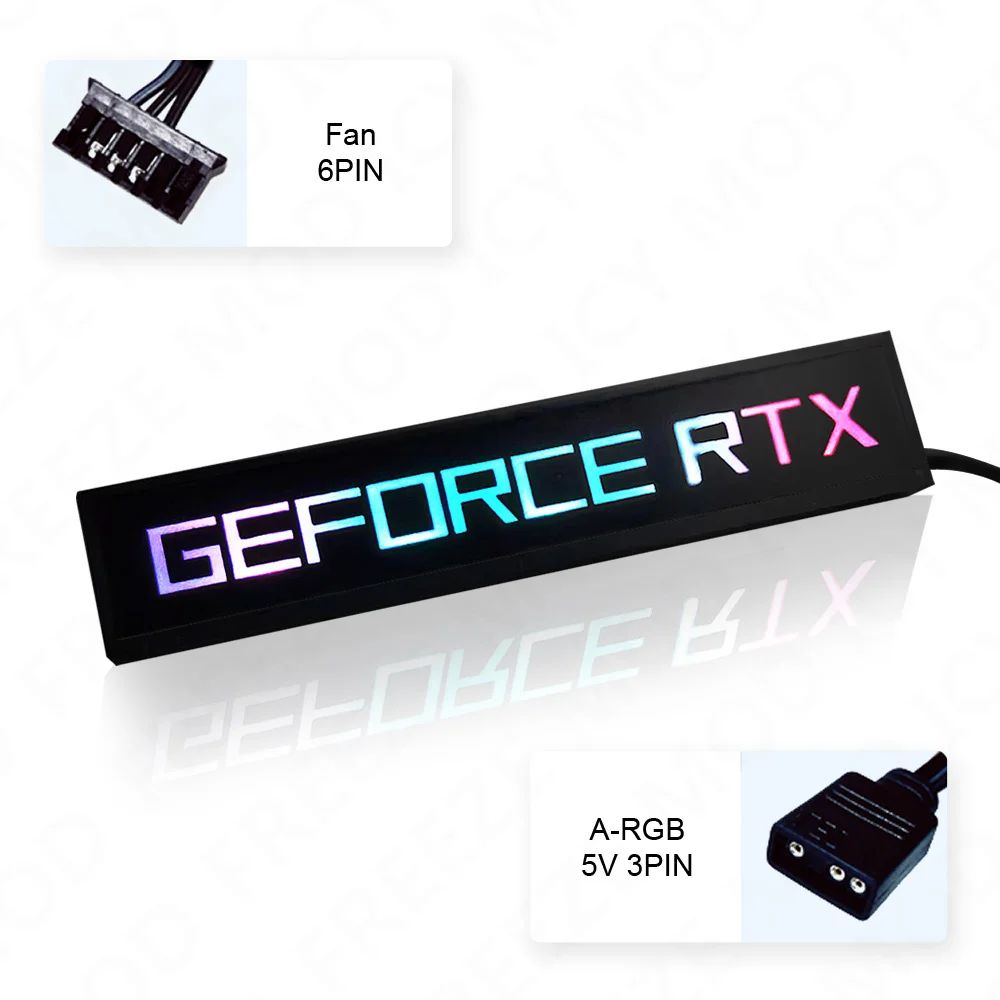 Painel Lateral FREEZEMOD Mini VGA com Luz 5V 3PIN A-RGB Placa Gráfica Luminosa Placa de Identificação Painel de Luz Decorativo para Gabinete PC AURA SYNC
