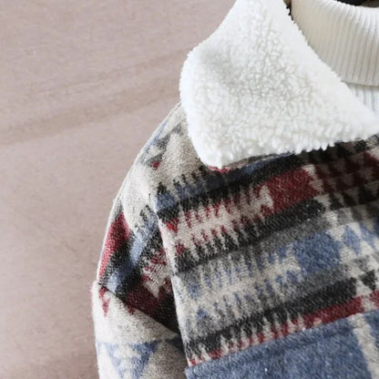 High-quality Woolen Jacket Men's Retro Print Casual Business Trench Coat Winter Keep Warm Short Overcoat Streetwear Men Clothing