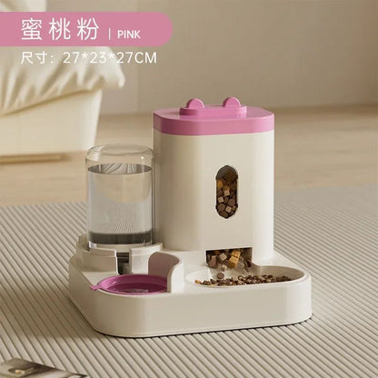 Comedouro Automático para Cães Gatos com Bebedouro Grande Capacidade Armazenamento de Ração Dispensador de Comida Acessórios para Filhotes e Pets