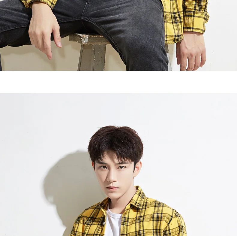New in shirt fashion korean popular 40%cotton long-sleeve shirts for men slim fit plain shirt streetwear Casual plaid clothes