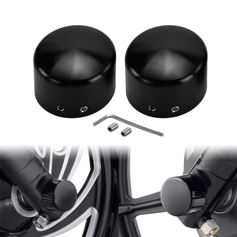 2 peças Tampa do Eixo Dianteiro da Motocicleta Porca Capa Parafuso Preto/Cromado Para Harley Touring Softail Breakout Dyna Street Bob V-Rod Sportster