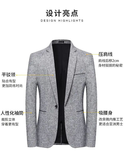 Blazers Fashion Business Everything Trend British Style Casual Slimming Solid Color Wedding Work Four Season Style Male  Blazer