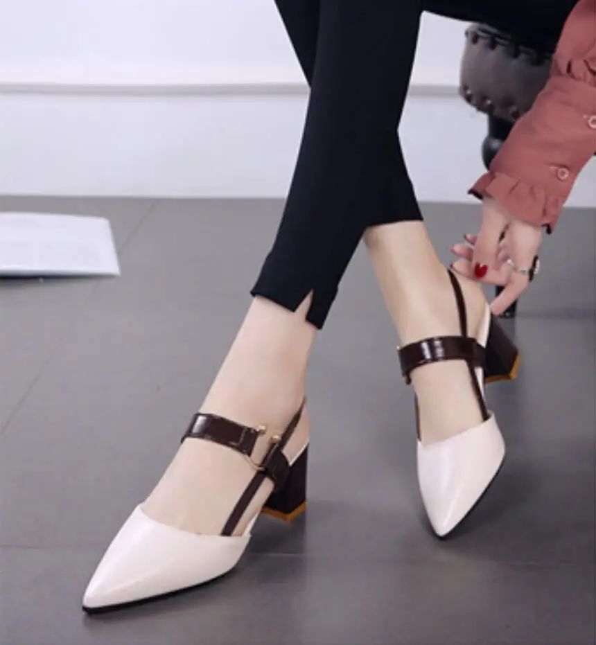 Women's Shoes Trend 2024 Shoe Genuine Leather Medium Heel Block Heels Mirror Luxury Designer Chunky Sandals Ladies Sexy Sandal