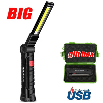1-5PCS Multifunctional Folding Work Light Portable Camping Light USB Rechargeable Flashlight With Built-in Battery Magnetic Lamp