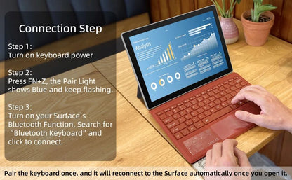 Wireless Bluetooth Keyboard For Microsoft Surface Pro 3 4 5 6 7 7+,Detachable Slim Type Cover Keyboard Trackpad For Surface Pro