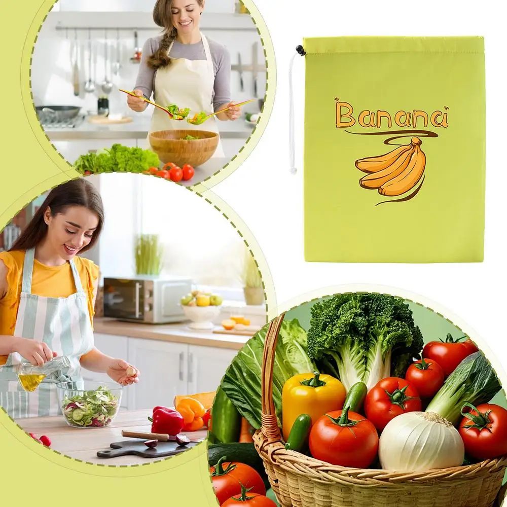 Fruits Preservation Storage Bags Reusable Drawstring Fresh Keeping Bundle Pocket For Banana Vegetables Lettuce Organizer