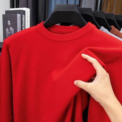 2025 New Men's Casual Sweater Round Neck Long Sleeve Knitted Sweater Diamond Pattern Fashion Versatile Top