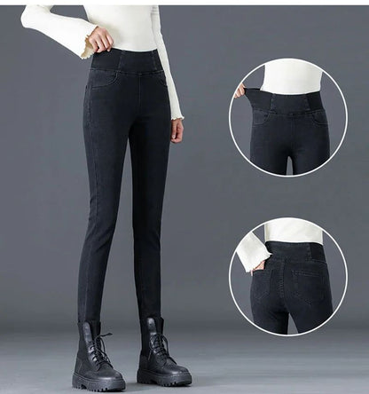 PTKPCC New Elastic Waist Skinny Jeans Women Spring Slim Stretch Denim Pants Vintage Pencil Vaqueros Mom Pantalones De Mujer
