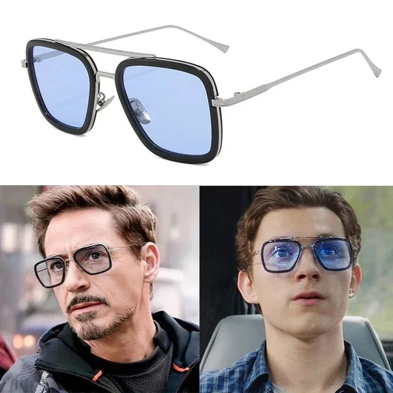 Tony Stark Sunglasses Iron Man Sun Glasses Vintage Square Metal Frames Men Sun Glasses Women's Driving Eyewear UV400 Glasses