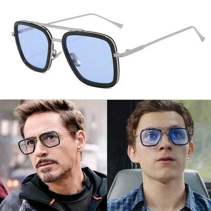 Tony Stark Sunglasses Iron Man Sun Glasses Vintage Square Metal Frames Men Sun Glasses Women's Driving Eyewear UV400 Glasses
