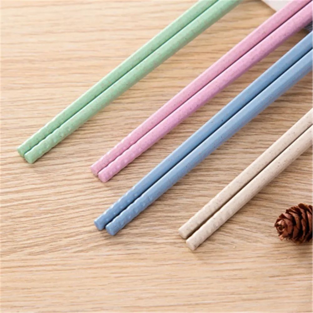 1 Pair of Wheat Straw Chopsticks Healthy Tableware Non-slip Chinese Chopsticks Kitchen Tools Reusable Sushi Food Tableware