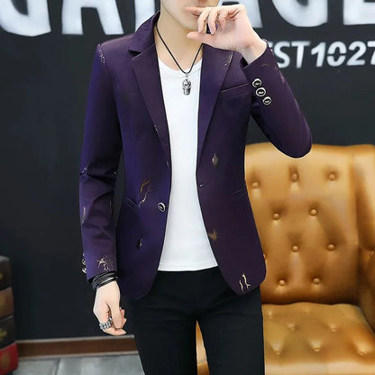 2025 Men's Autumn Casual No Slit Printing Leisure   blazer