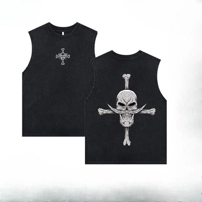 Luffy printed anime fitness vest summer new men s vest Y2k women s washed casual sleeveless shirt streetwear Harajuku